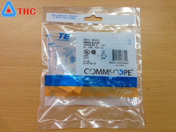 ổ cắm điện thoại,Modular Jack Cat3 /Commscope.AMP 1375192-1 chính hãng